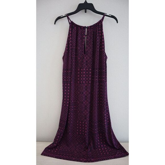 Banana Republic Women Petite Sz S Purple/Navy Geometric Keyhole Halter Dress $70 - Picture 7 of 12